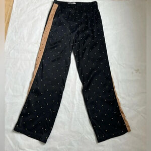 YaYa Viscose Satin Black Polka Dot Wide Legs High Waist Pants Size 6 US NWT